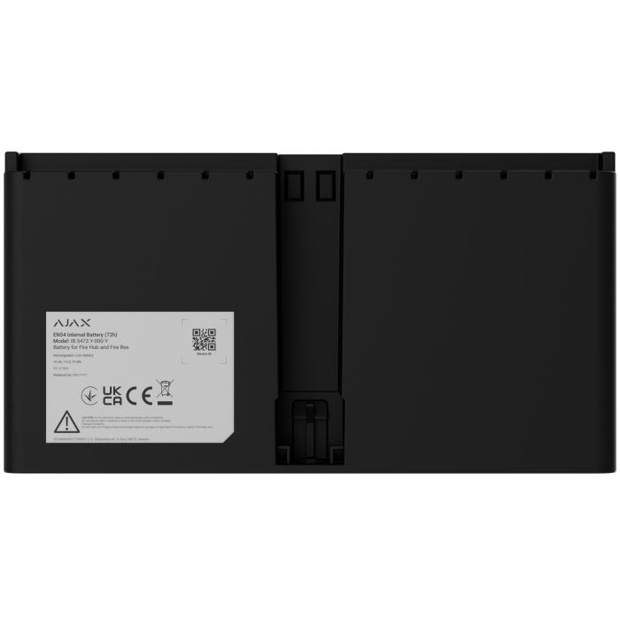 Перезарядна Li-ion батарея для встановлення в EN54 Fire Hub або EN54 Fire ReX Ajax EN54 Internal Battery (72h) Black (127879.324.BL)