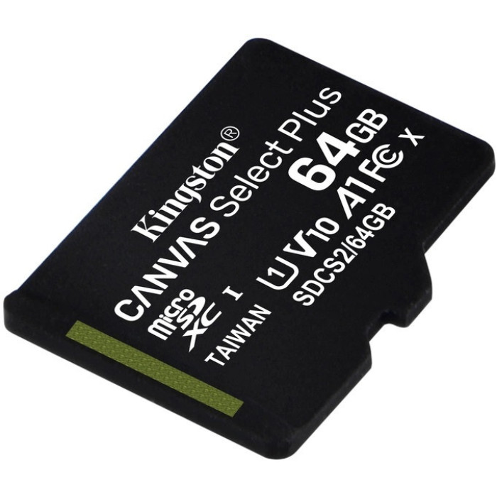 Карта пам'яті для домофону microSDXC Kingston Canvas Select Plus 64 GB Class 10 А1 UHS-1