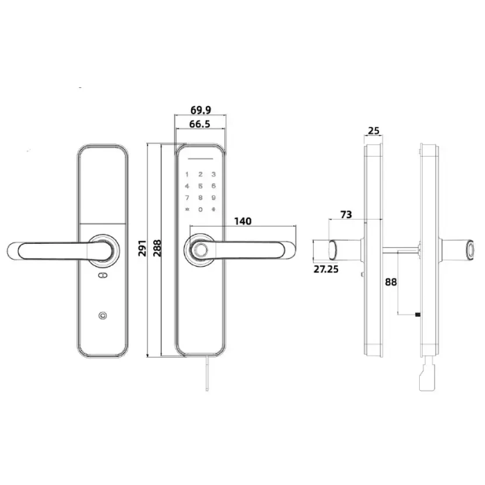 Розумний дверний біометричний замок SEVEN LOCK SL-7766BFW black (врізна частина 7068)