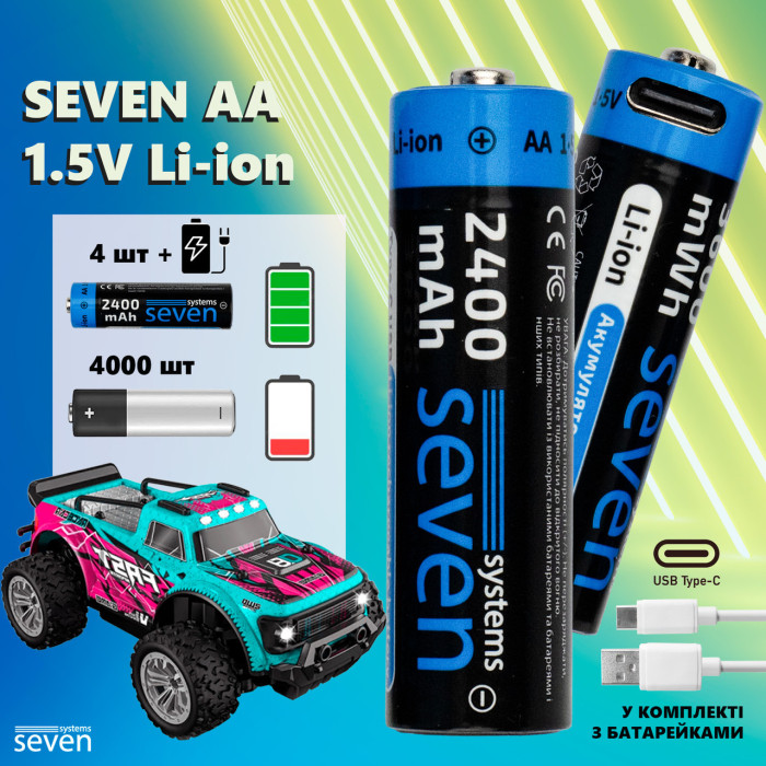 Акумуляторна батарейка SEVEN AA 1.5V Li-ion 2 шт