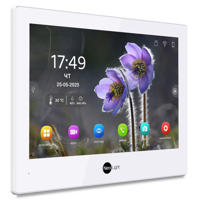 Комплект Wi-Fi IP-відеодомофон NeoLight ALPHA Hybrid white 8 дюймів та викличної панелі NeoLight Solo IPW Graphite