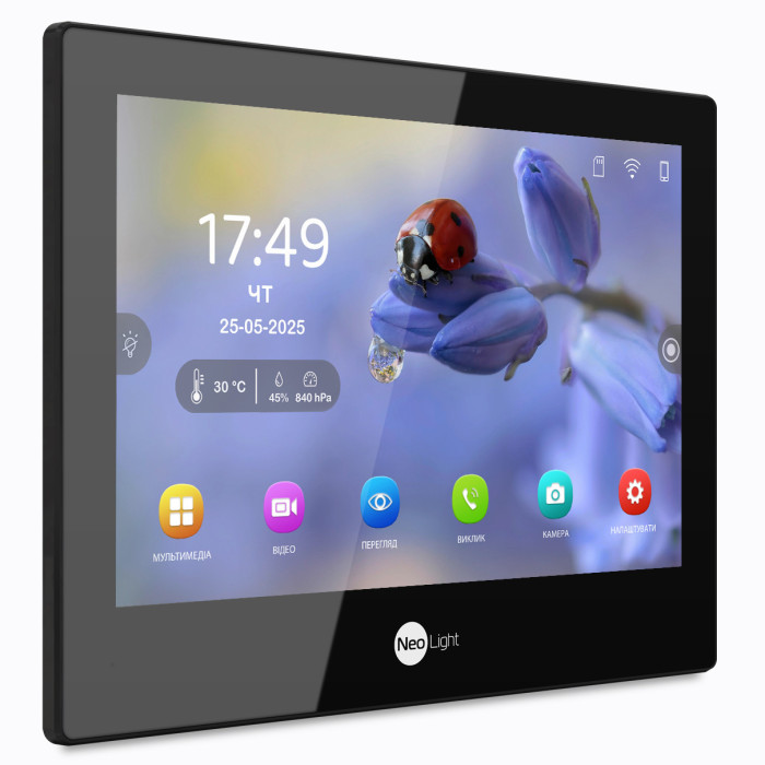 Комплект Wi-Fi  IP-відеодомофон 8 дюймів Wi-Fi NeoLight ALPHA Hybrid Black та викличної панелі NeoLight Solo IPW Black Graphite