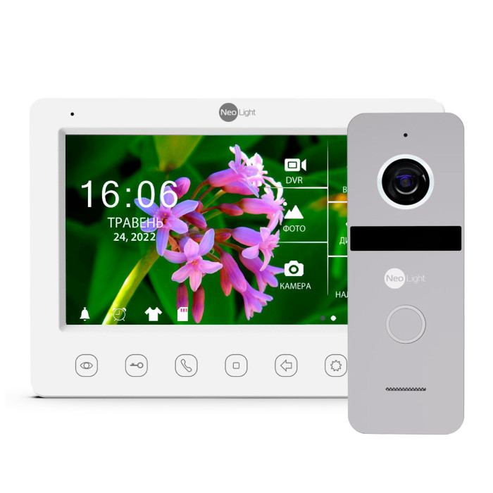 Комплект відеодомофону NeoLight Kappa+ HD WF 7 дюймів та панелі виклику NeoLight NeoLight SOLO FHD Silver