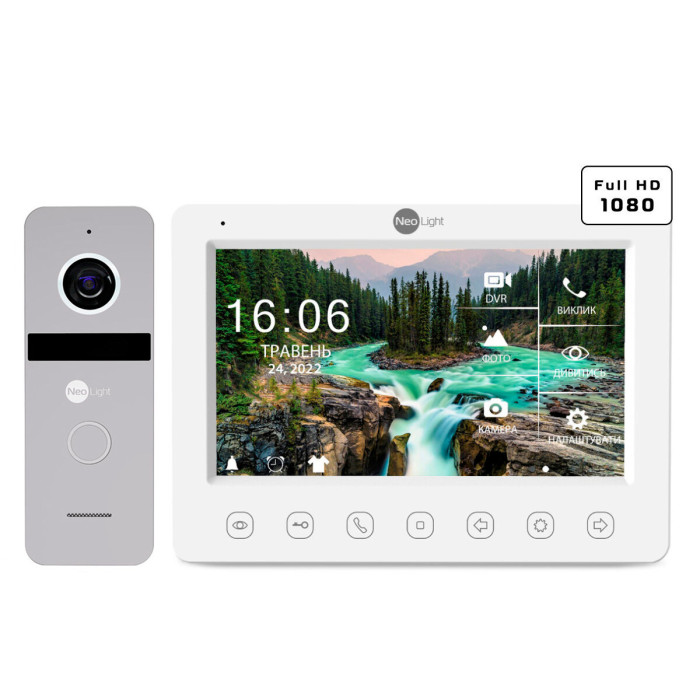Комплект відеодомофону NeoLight KAPPA+ HD та панель виклику SOLO FHD Silver