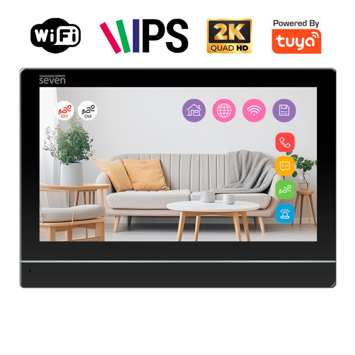 Відеодомофон 7 дюймів з Wi-Fi SEVEN DP-7576-W2K black