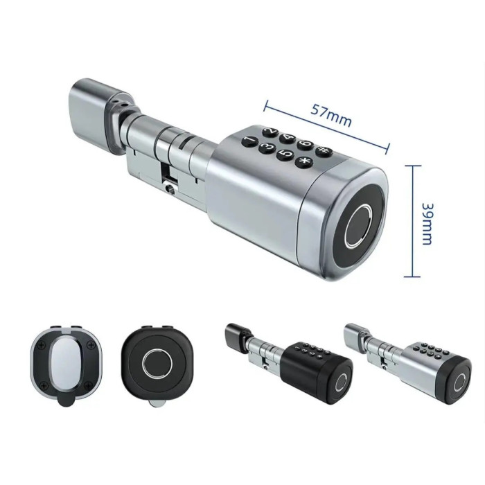 Розумний дверний біометричний замок (циліндр) SEVEN LOCK SL-7774BF silver (100-150 мм)