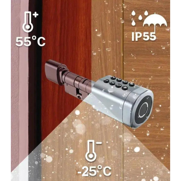 Розумний дверний біометричний замок (циліндр) SEVEN LOCK SL-7774BF black (100-150 мм)